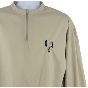 Pivot Rules Golf Windbreaker Men L Beige 1/4 Zip Vented Lightweight